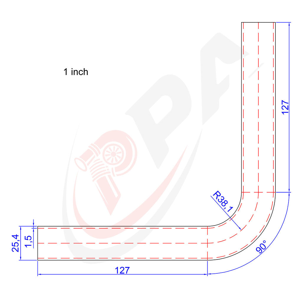 90 Degree 1 inches 25.4mm 1.5D Mandrel Exhaust Bend
